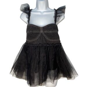 Pilcro Anthropologie Tulle Babydoll Top